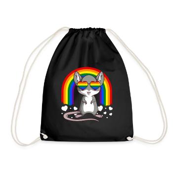 Gay Pride Mouse LGBT Rainbow - Drawstring Bag - black - Front