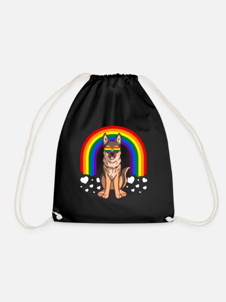 Deutscher Schäferhund LGBT Gay Pride Regenbogen - Turnbeutel - Schwarz