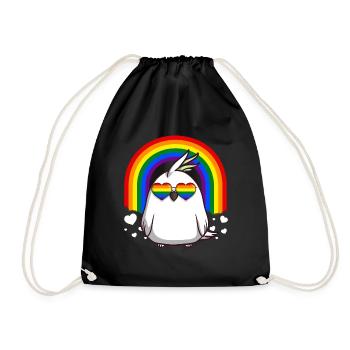 Gay Pride Cockatoo LGBT Rainbow - Drawstring Bag - black - Front