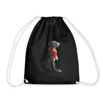 Great Dane Dog I Love Mom Tattoo - Drawstring Bag - black - Front