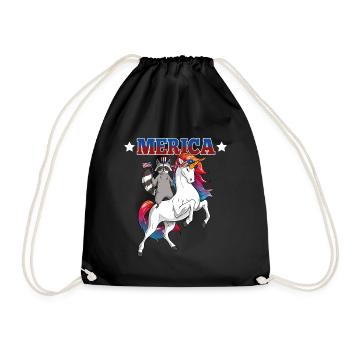 Merica Waschbär reitet Einhorn - Turnbeutel - Schwarz - Vorne