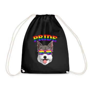 Gay Pride Schnauzer Hund mit LGBT Regenbogen - Turnbeutel - Schwarz - Vorne