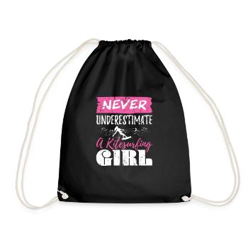 Never Underestimate A Girl Kitesurfing Geschenk - Turnbeutel - Schwarz - Vorne
