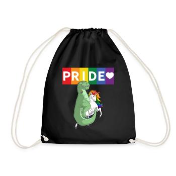 LGBT Gay Pride TRex Tyrannosaurus Rex Dinosaur - Drawstring Bag - black - Front