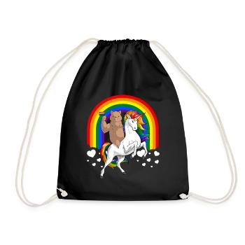 LGBT Mignon Ours Brun Chevauchant Licorne Gay Pride - Sac de sport léger - noir - Devant