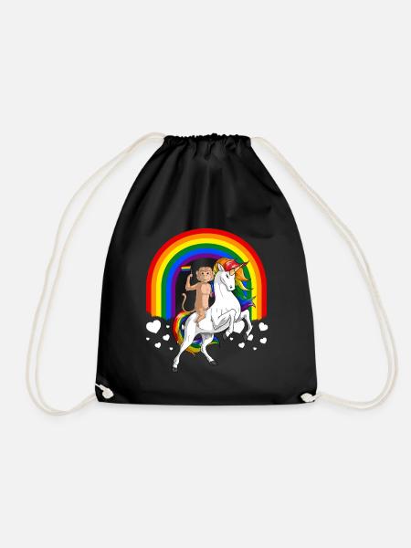 LGBT-Affe reitet Einhorn Gay Pride Rainbow - Turnbeutel - Schwarz