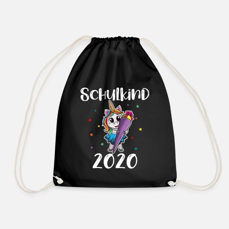 Einhorn mit Schultüte, Einschulung, Schulanfang - Turnbeutel - Schwarz