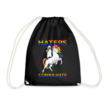 LGBT Gay Pride Schafe reiten Einhorn Hasser werden - Turnbeutel - Schwarz - Vorne
