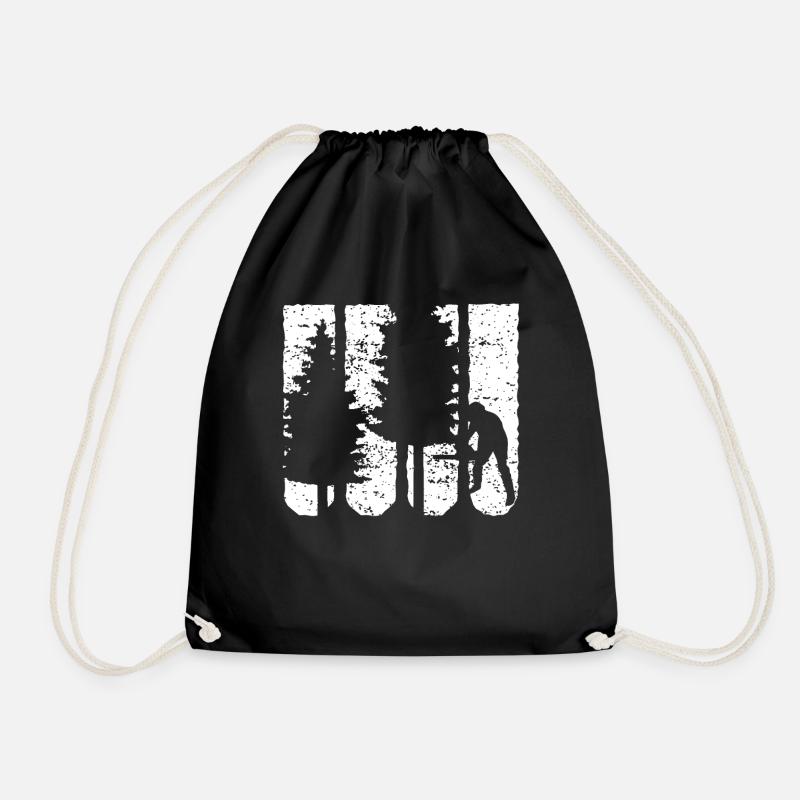 Retro Holzfäller Kettensäge Holz Wald Geschenk - Turnbeutel - Schwarz