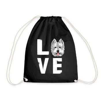 Love West Highland White Terrier Westie Dog - Drawstring Bag - black - Front