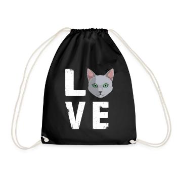 Love Russian Blue Cat Kitty Lover - Drawstring Bag - black - Front