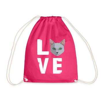 Love Russian Blue Cat Kitty Lover - Drawstring Bag - fuchsia - Front