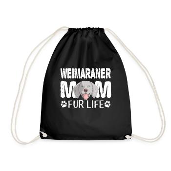 Weimaraner Mom For Life Dog Pun - Drawstring Bag - black - Front