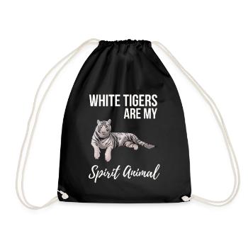 White Tigers Are My Spirit Animal - Drawstring Bag - black - Front