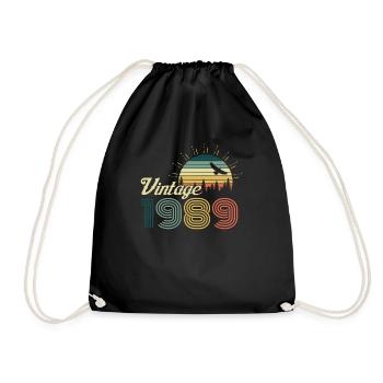 Vintage 1989 Birthday Retro Vintage 89 Gift - Drawstring Bag - black - Front