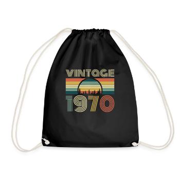 Vintage 1970 Geburtstag Retro Jahrgang 70 Geschenk - Turnbeutel - Schwarz - Vorne