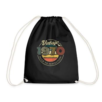 Vintage 1970 Geburtstag Retro Jahrgang 70 Geschenk - Turnbeutel - Schwarz - Vorne