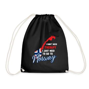 Norwegen Therapie Skandinavien Spruch Geschenk - Turnbeutel - Schwarz - Vorne