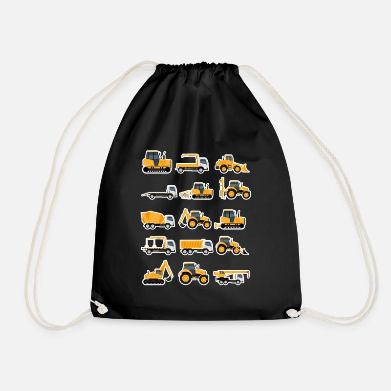Baustelle Baufahrzeuge Sammlung Bagger Geschenk - Turnbeutel - Schwarz