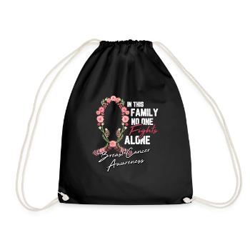 Cadeau de chimio de combat de fleur de ruban de cancer du sein - Sac de sport léger - noir - Devant