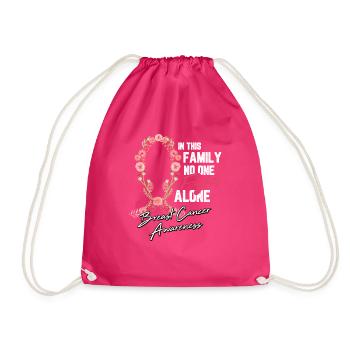 Breast Cancer Ribbon Flower Fight Chemo Gift - Drawstring Bag - fuchsia - Front