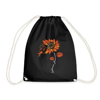 Blood Cancer Leukemia Sunflower Flower Gift - Drawstring Bag - black - Front