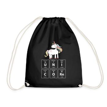 Unicorn chemistry unicorn rainbow gift - Drawstring Bag - black - Front