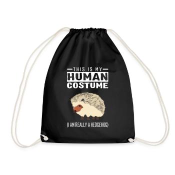 This Is My Human Costume I'm Really A Hedgehog - Drawstring Bag - black - Front