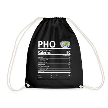 Pho Vietnamese Noodles Nutritional Value Funny - Drawstring Bag - black - Front