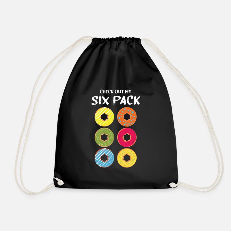 Donut Waschbrettbauch Six Pack lustig Geschenk - Turnbeutel - Schwarz
