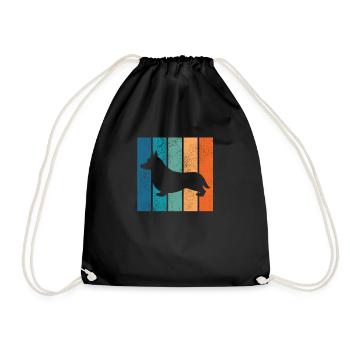 Corgi Retro Welsh Corgi Pembroke Dog Gift - Drawstring Bag - black - Front