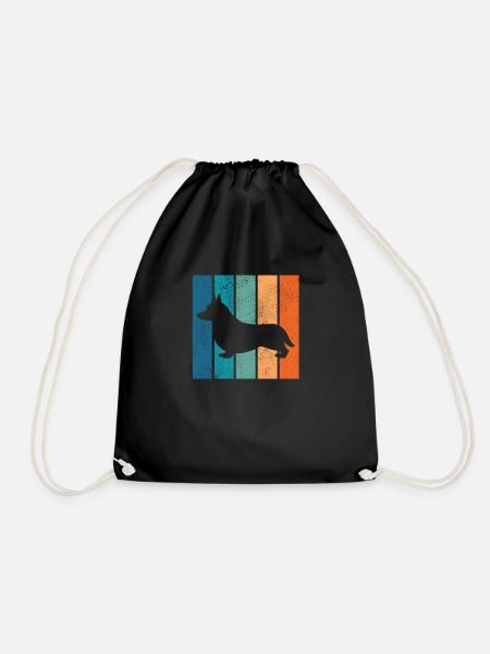Corgis Retro Welsh Corgi Pembroke Hund Geschenk - Turnbeutel - Schwarz
