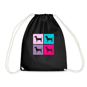 Jack Russel Hund Terrier Retro Geschenk - Turnbeutel - Schwarz - Vorne
