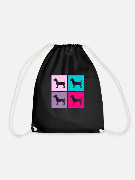 Jack Russel Hund Terrier Retro Geschenk - Turnbeutel - Schwarz