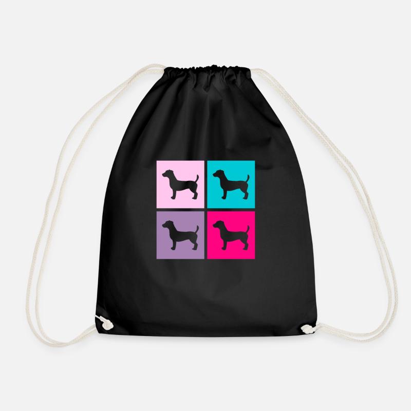 Jack Russel Hund Terrier Retro Geschenk - Turnbeutel - Schwarz