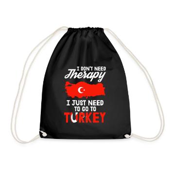 Turkey Therapy Turk Istanbul Turkish Gift - Drawstring Bag - black - Front