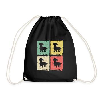 Teckel Chien Amant Chien Teckel Rétro Cadeau - Sac de sport léger - noir - Devant