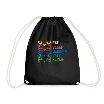 Gaming Cats Eat Sleep Warrior Repeat Gift - Drawstring Bag - black - Front