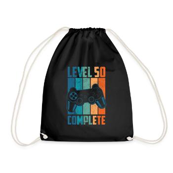 Cadeau de joueur complet 50e anniversaire niveau 50 - Sac de sport léger - noir - Devant