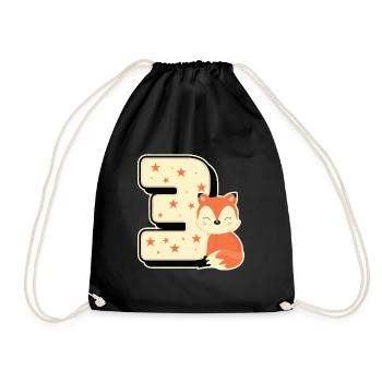 3ème anniversaire année Trois renard jeune enfant cadeau - Sac de sport léger - noir - Devant