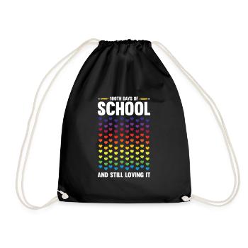 100 Days School Teacher School Day Student Gift - Drawstring Bag - black - Front