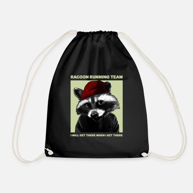 Waschbär Team Jogger Läufer Damen Herren Geschenk - Turnbeutel - Schwarz