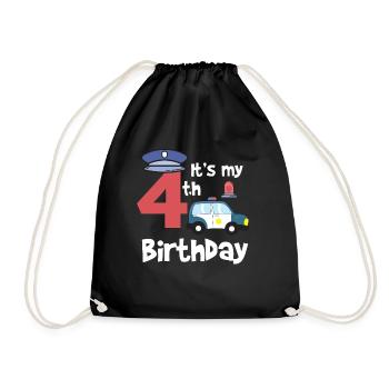 Police 4ème anniversaire année jeune enfant cadeau - Sac de sport léger - noir - Devant