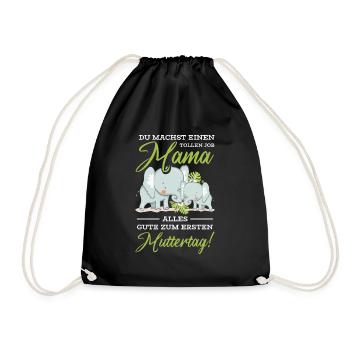 Muttertag Mutter Mummy Elefant Spruch Geschenk - Turnbeutel - Schwarz - Vorne
