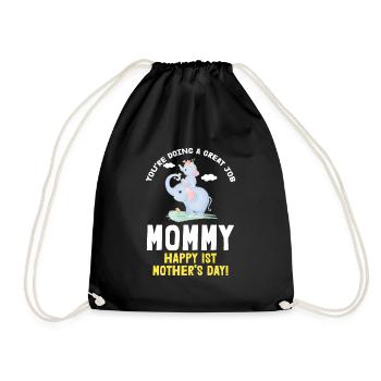 Fête des mères Maman Maman Mummy Premier éléphant Cadeau - Sac de sport léger - noir - Devant