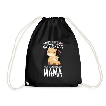 Muttertag Mutter Mummy Erster Giraffe Geschenk - Turnbeutel - Schwarz - Vorne
