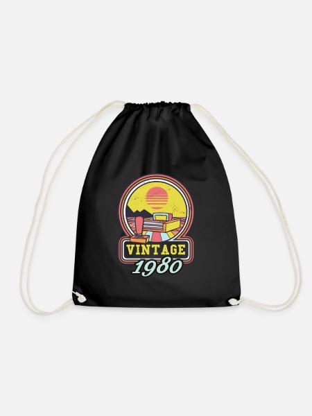 Vintage 1980 80 Geburtstag Retro Jahrgang Geschenk - Turnbeutel - Schwarz