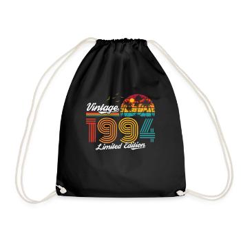 Vintage 1994 94 Birthday Retro Vintage Gift - Drawstring Bag - black - Front