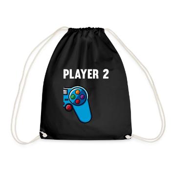 Gamer 1 2 Player Gaming Gaming Console Gift - Drawstring Bag - black - Front