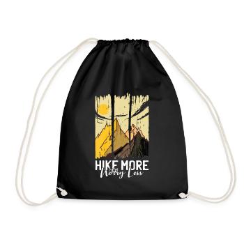 Hiking Wandern Berge Natur Berg Retro Geschenk - Turnbeutel - Schwarz - Vorne